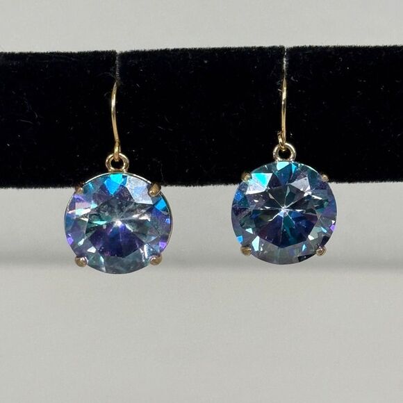 Light Blue Crystal Drop Earrings Gold Tone - Picture 1 of 4